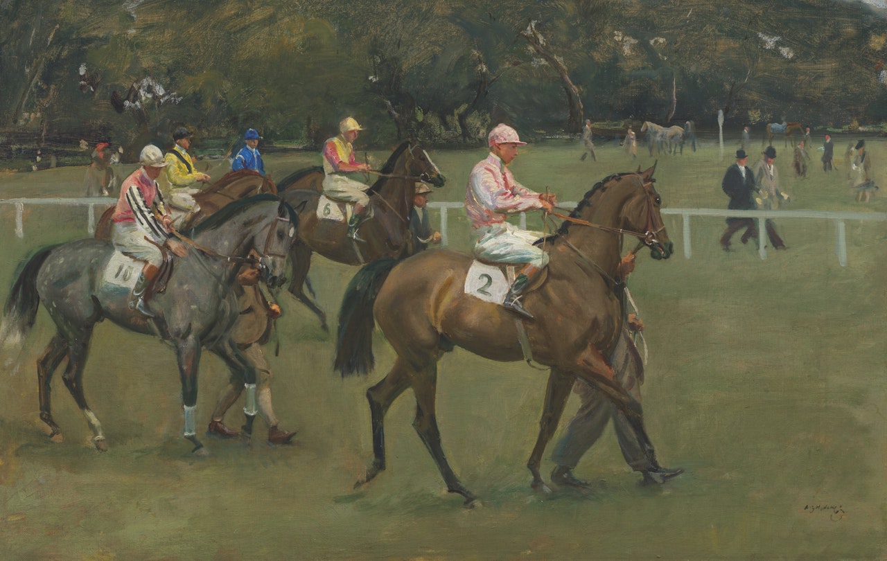 Going out at Kempton by Alfred James Munnings