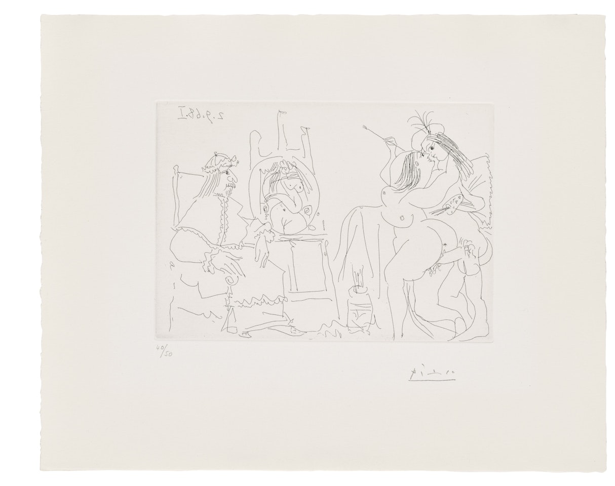 Raphaël et la Fornarina. X: le Pape a fait apporter son fauteuil, from: La Série 347 by Pablo Picasso