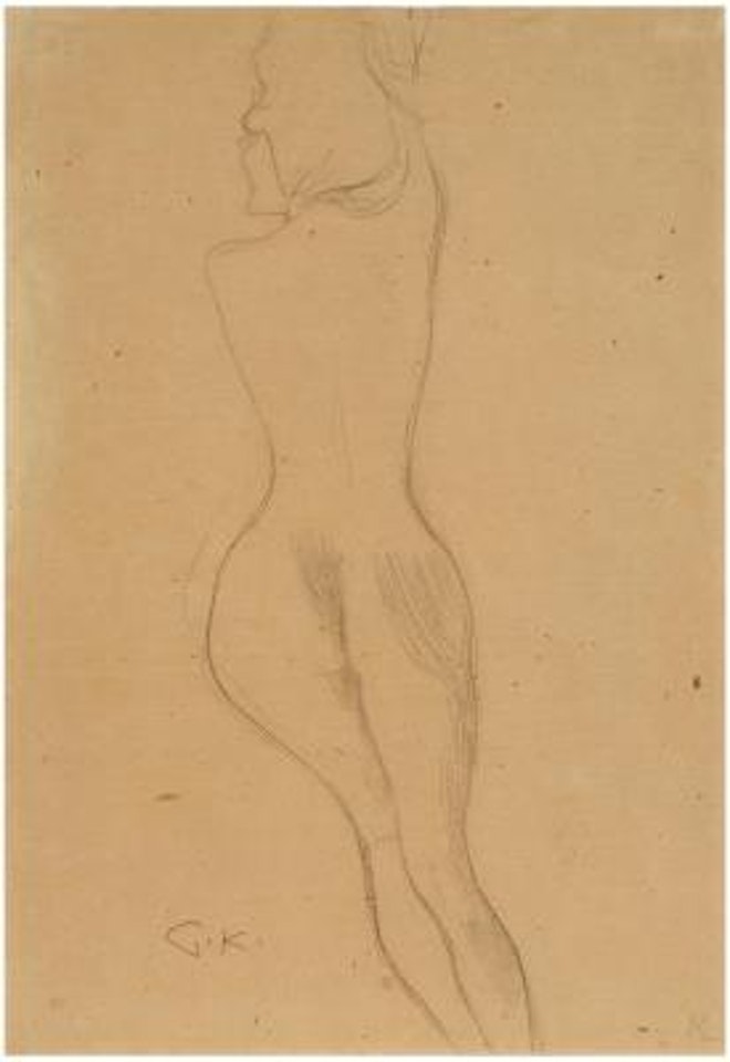 Reclining nude seen from behind turned to the right (study for “Die Sehnsucht nach Glück” (“The Longing for Happiness” ) in the Beethoven Frieze) by Gustav Klimt