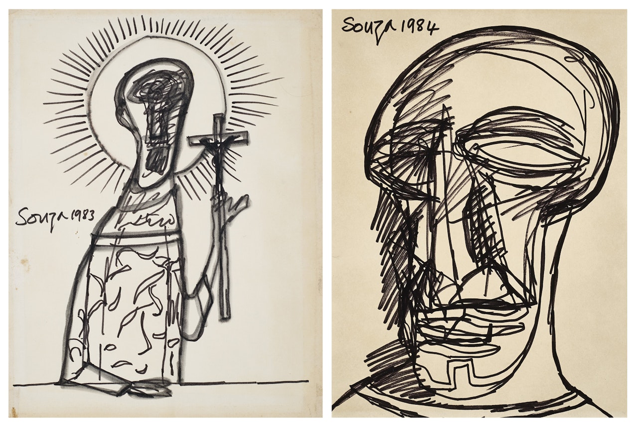 Untitled (Saint); Untitled (Head) by Francis Newton Souza