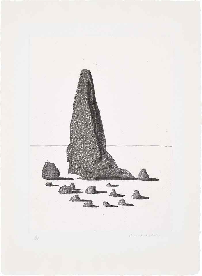 The Sexton Disguised as a Ghost Stood Still as Stone, from Illustrations for Six Fairy Tales from the Brothers Grimm (S.A.C. 90, M.C.A.T. 87) by David Hockney