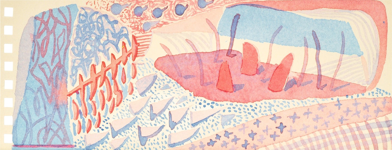 Composition Red & Blue by David Hockney
