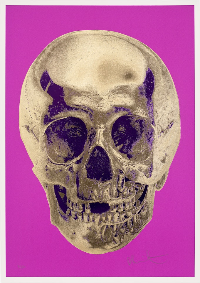 "Till Death Us Do Part - Long Life Purple African Gold Imperial Purple Skull by Damien Hirst