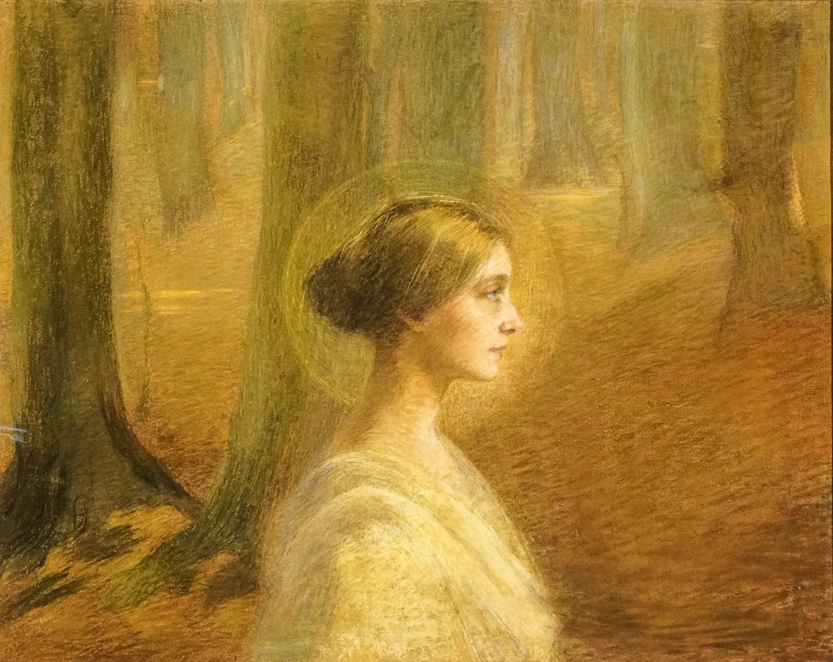 Symbolist Portrait of a Woman in Forest Landscape by French School