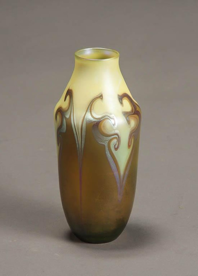 Marbleized Amber and Yellow Favrile Glass Vase by Tiffany Studios