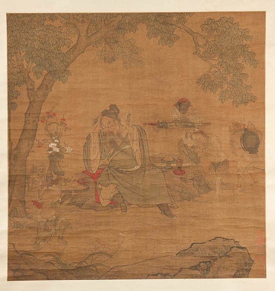 Zhung Kui with Mythological Figures in a Landscape: A Hanging Scroll by Chinese School