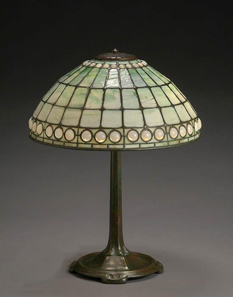 Leaded and Opalescent Glass and Bronze Table Lamp by Tiffany Studios