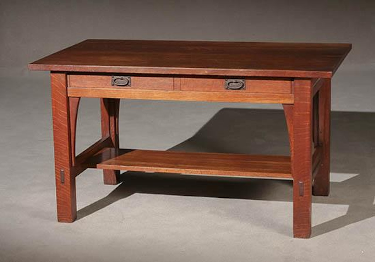 Oak Library Table #616 by Gustav Stickley