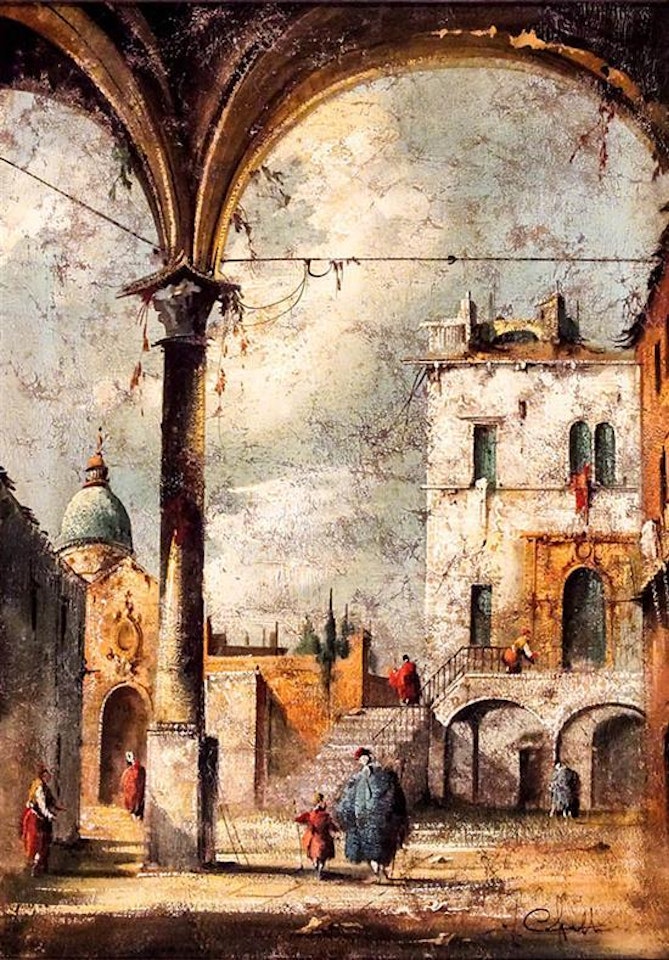 Village Scenes : A Pair of Works by Italian School