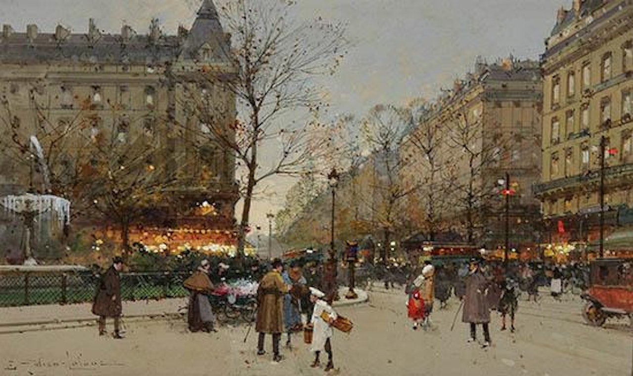 Coin à Montmartre, Paris by Eugene Galien-Laloue