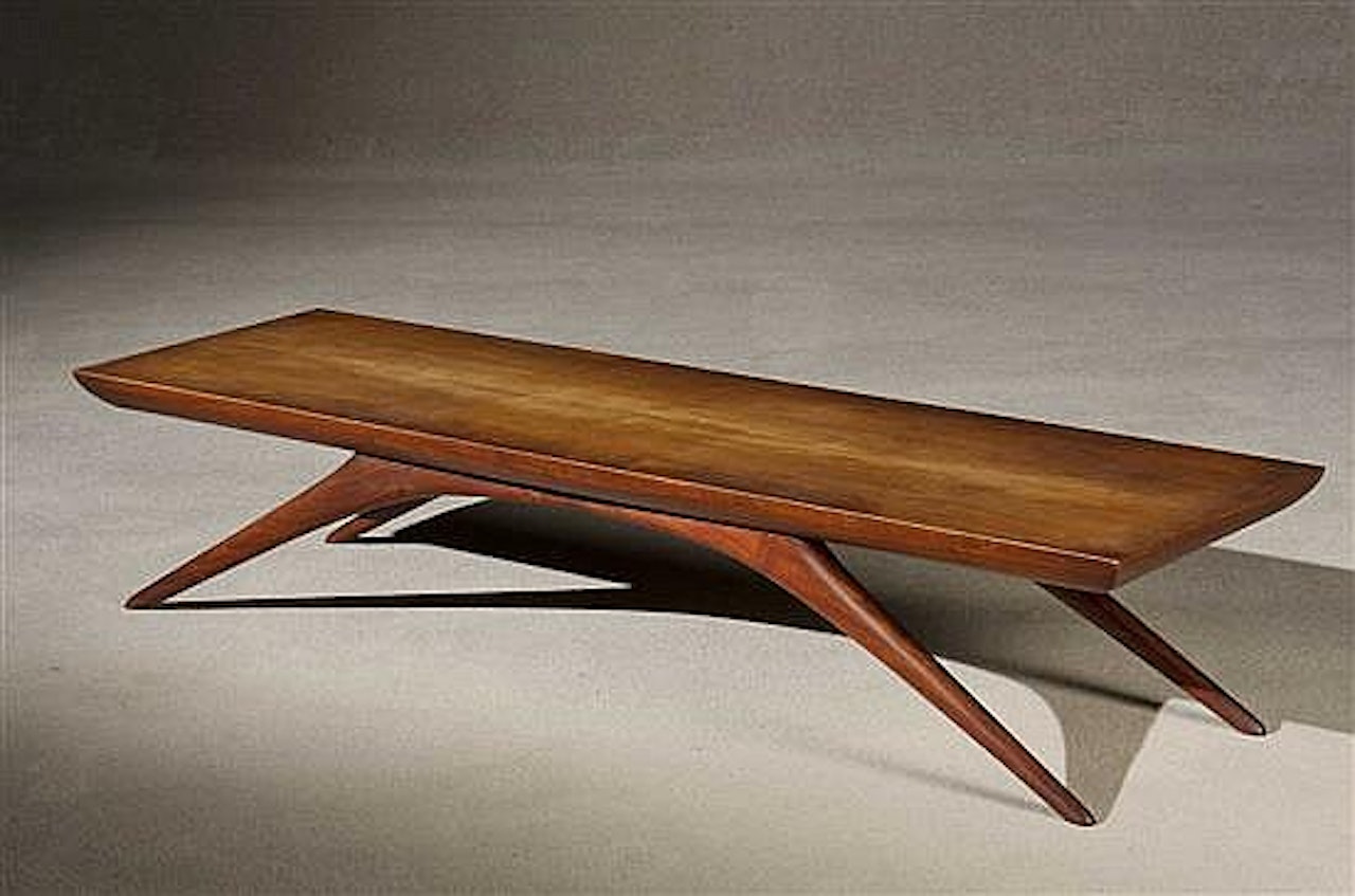 Walnut Flared-Leg Cocktail Table by Vladimir Kagan