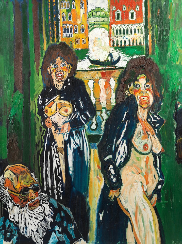 Self-portrait with Patti in Venice by John Bratby