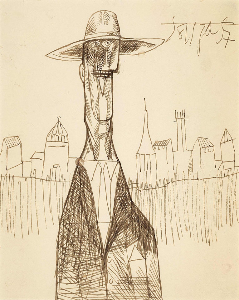 Untitled (Man in Suit with Hat) by Francis Newton Souza