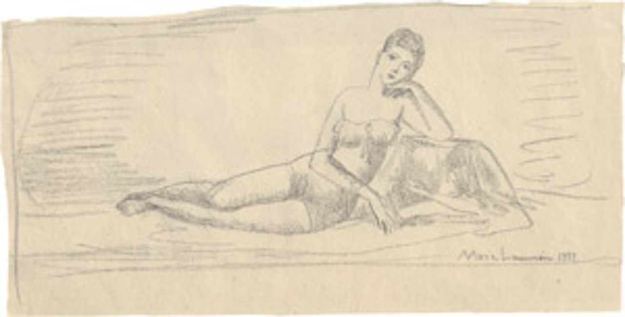 Study of a seated female figure by Marie Laurencin