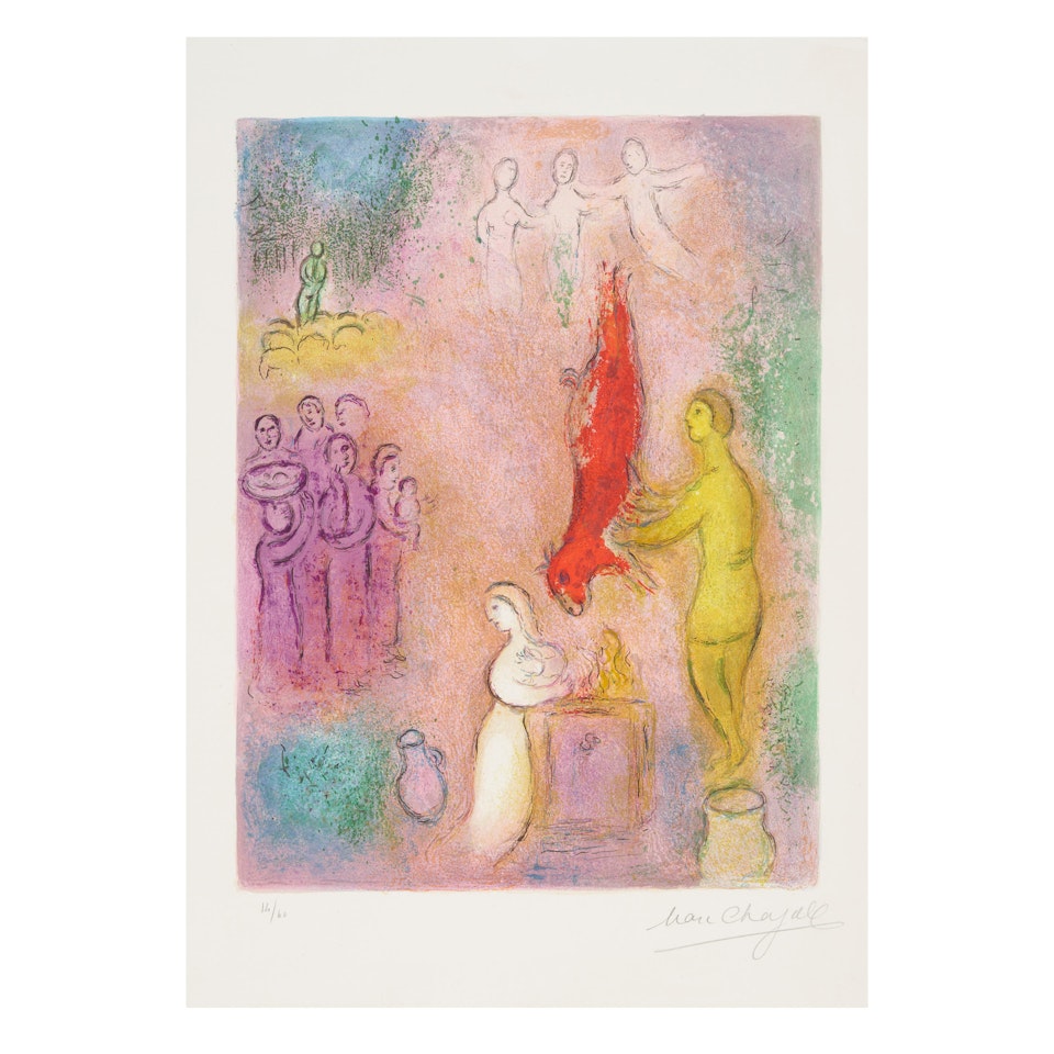 Sacrifice aux Nymphes, from Daphnis et Chloé (Mourlot 330, Cramer bk. 46) by Marc Chagall