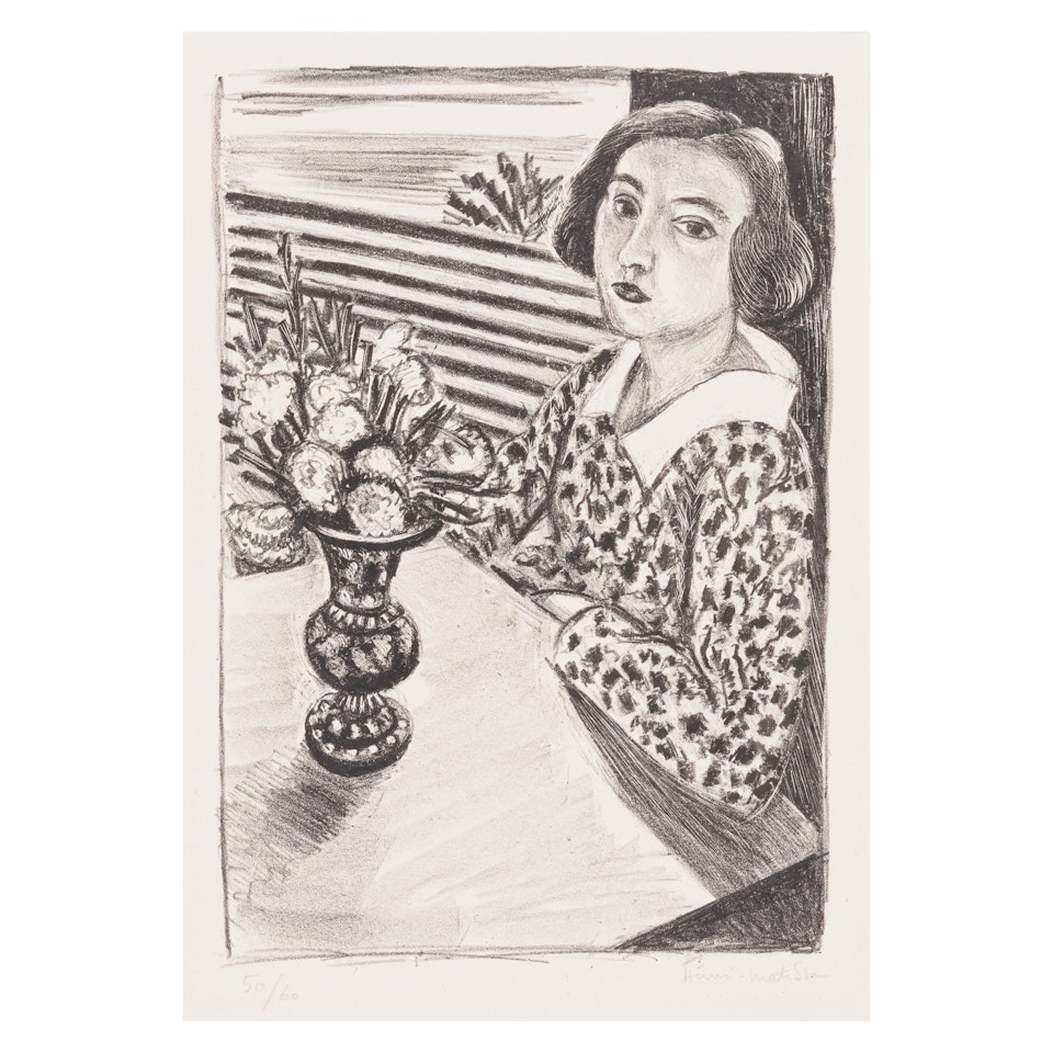 Jeune fille assise au bouquet de fleurs (Duthuit 438) by Henri Matisse