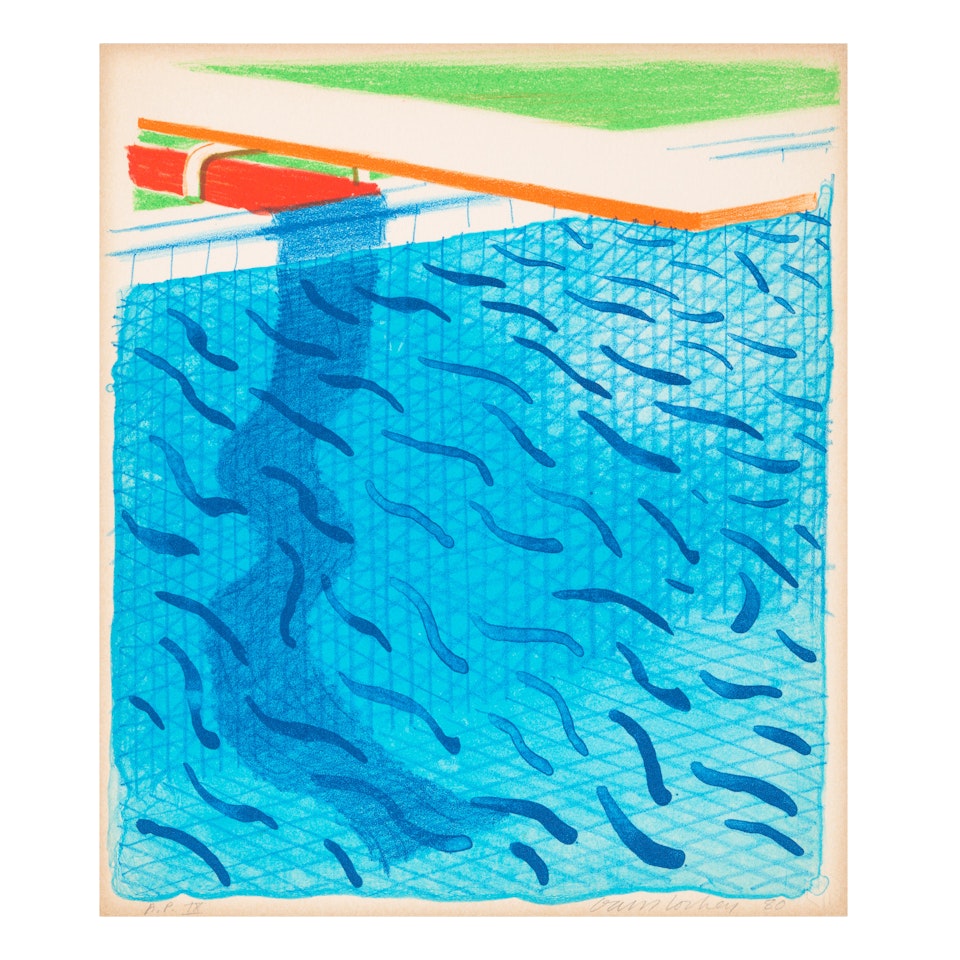 Pool Made with Paper and Blue Ink for Book (MCAT 234, Tyler 269) by David Hockney