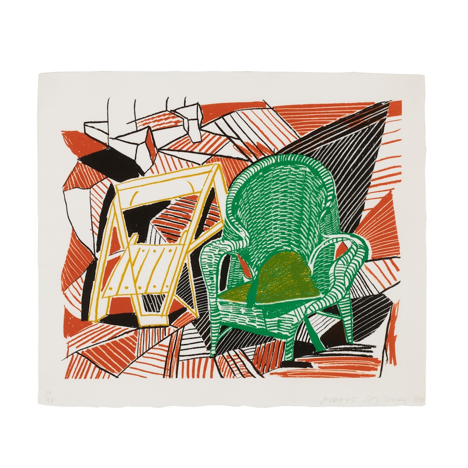 Two Pembroke Studio Chairs, from Moving Focus (MCAT 264, Tyler 276) by David Hockney