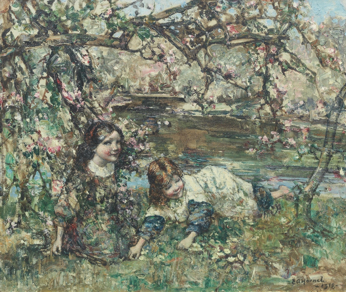 Picking Primroses by Edward Atkinson Hornel