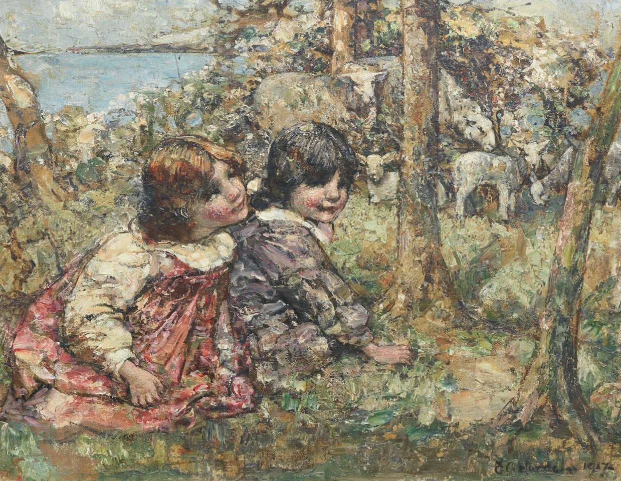 Amongst the flock by Edward Atkinson Hornel