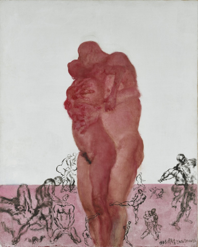 Red Hugging Lovers by Zhou Chunya