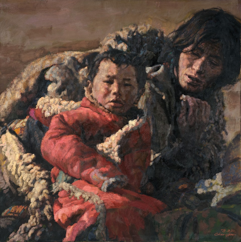 Tibetan Mother and Son by Chen Yifei