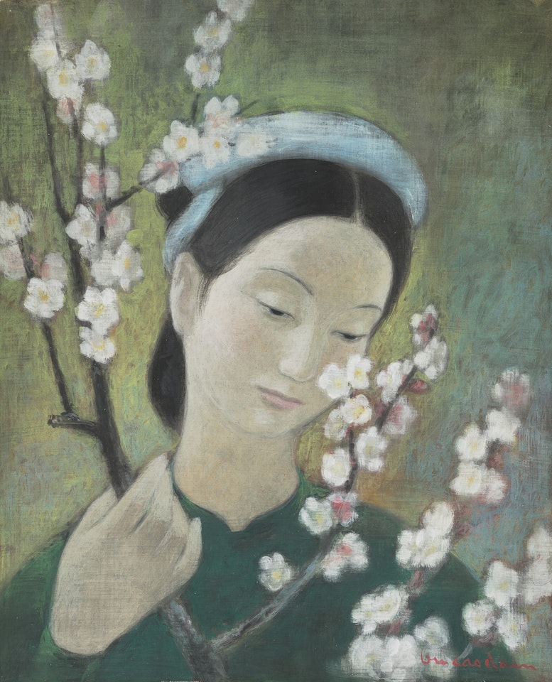 Dame aux cerisiers en fleurs (Lady with Cherry Blossoms) by Vu Cao Dam