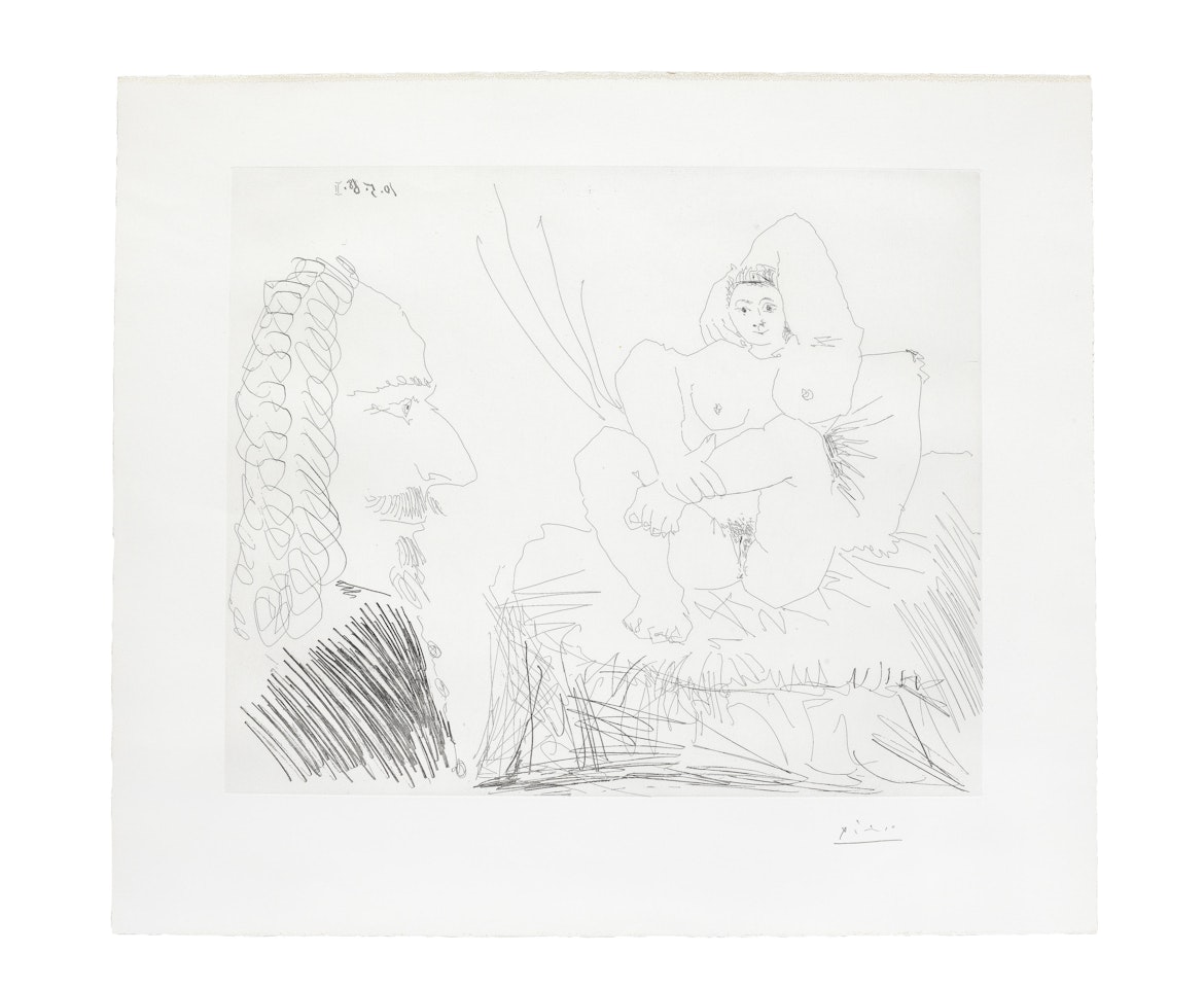 Courtisane au Lit avec un Visiteur, from Séries 347 (Bloch 1553; Baer 1569) by Pablo Picasso