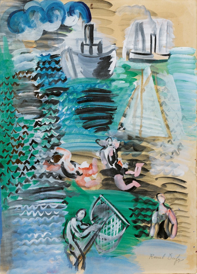 COMPOSITION MARINE, BAIGNEUSES ET PÊCHEUR by Raoul Dufy