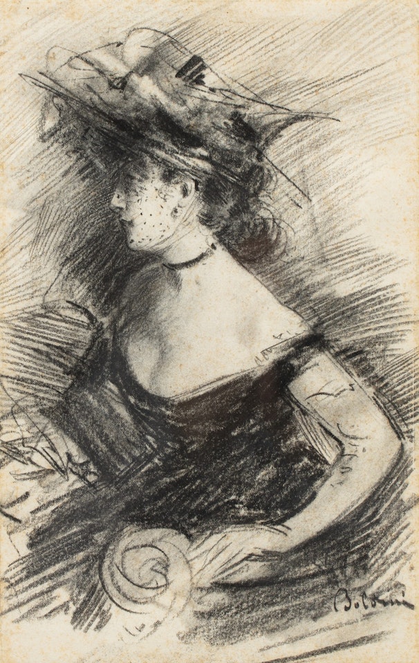 FEMME EN BUSTE AU CHAPEAU, DE PROFIL by Giovanni Boldini