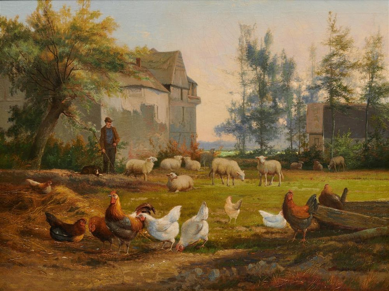 Farmyard Scene by English School