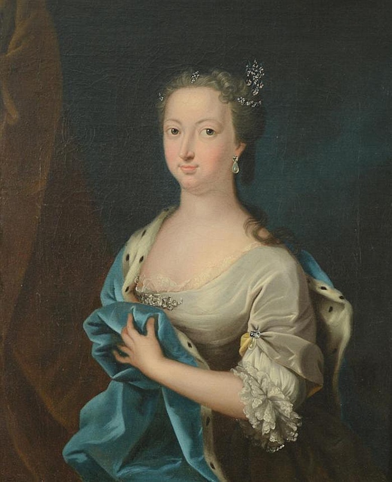 PORTRAIT OF A LADY IN A WHITE DRESS by English School