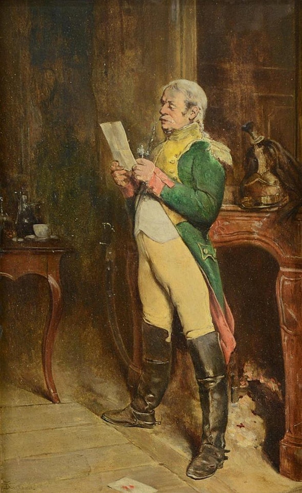 MILITARY OFFICER READING A LETTER by Continental School