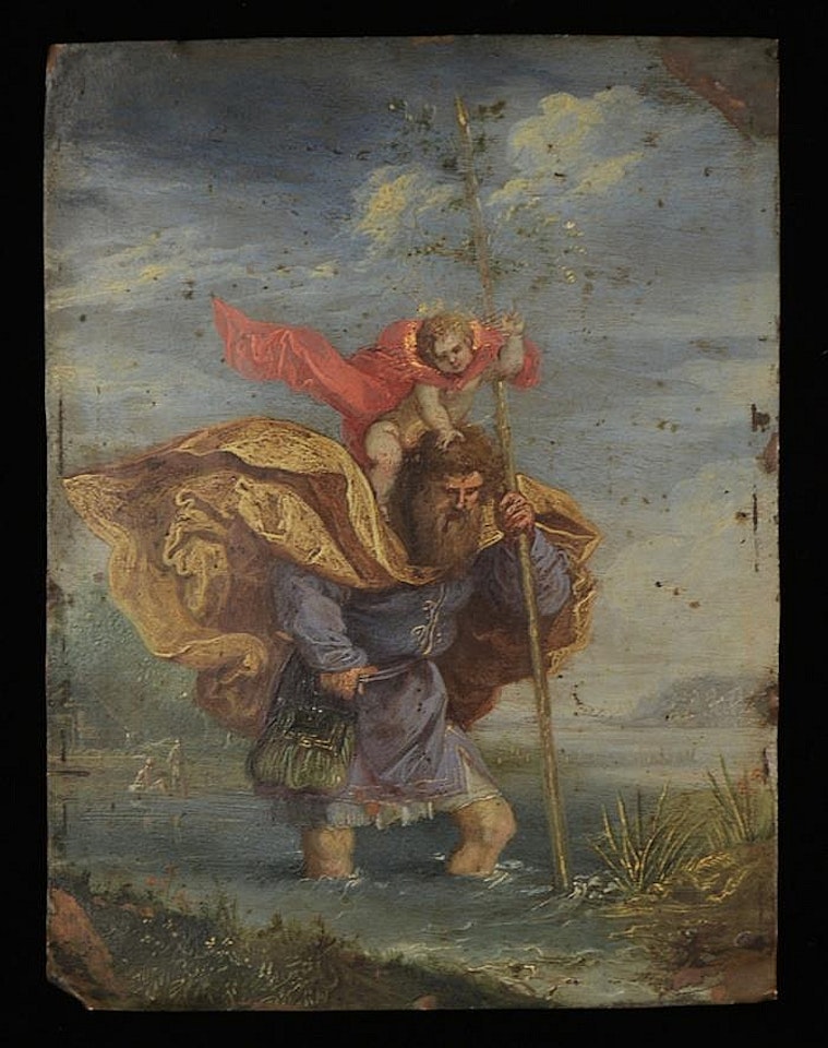 ST. CHRISTOPHER BEARING THE CHRIST CHILD by Flemish School