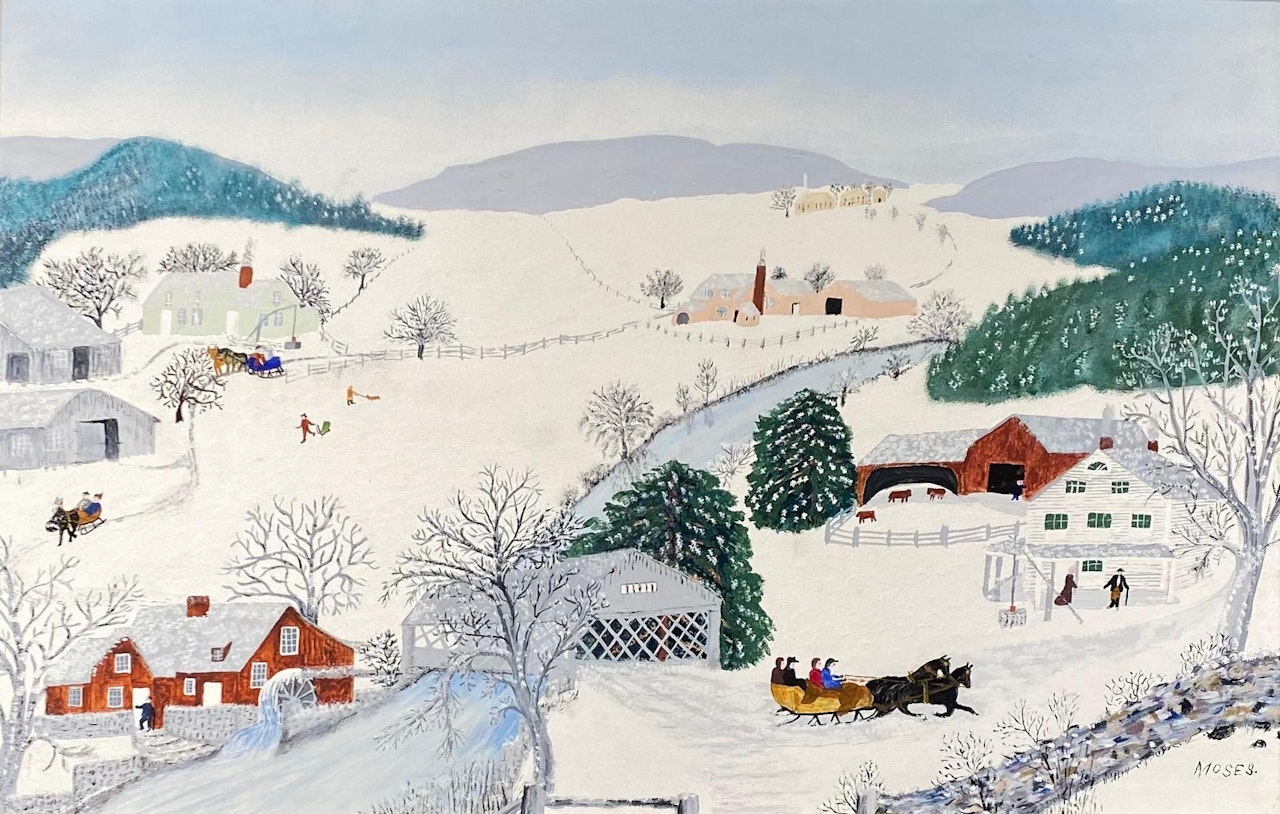 Over The River To Grandma"S House On Thanksgiving Day by Grandma Moses