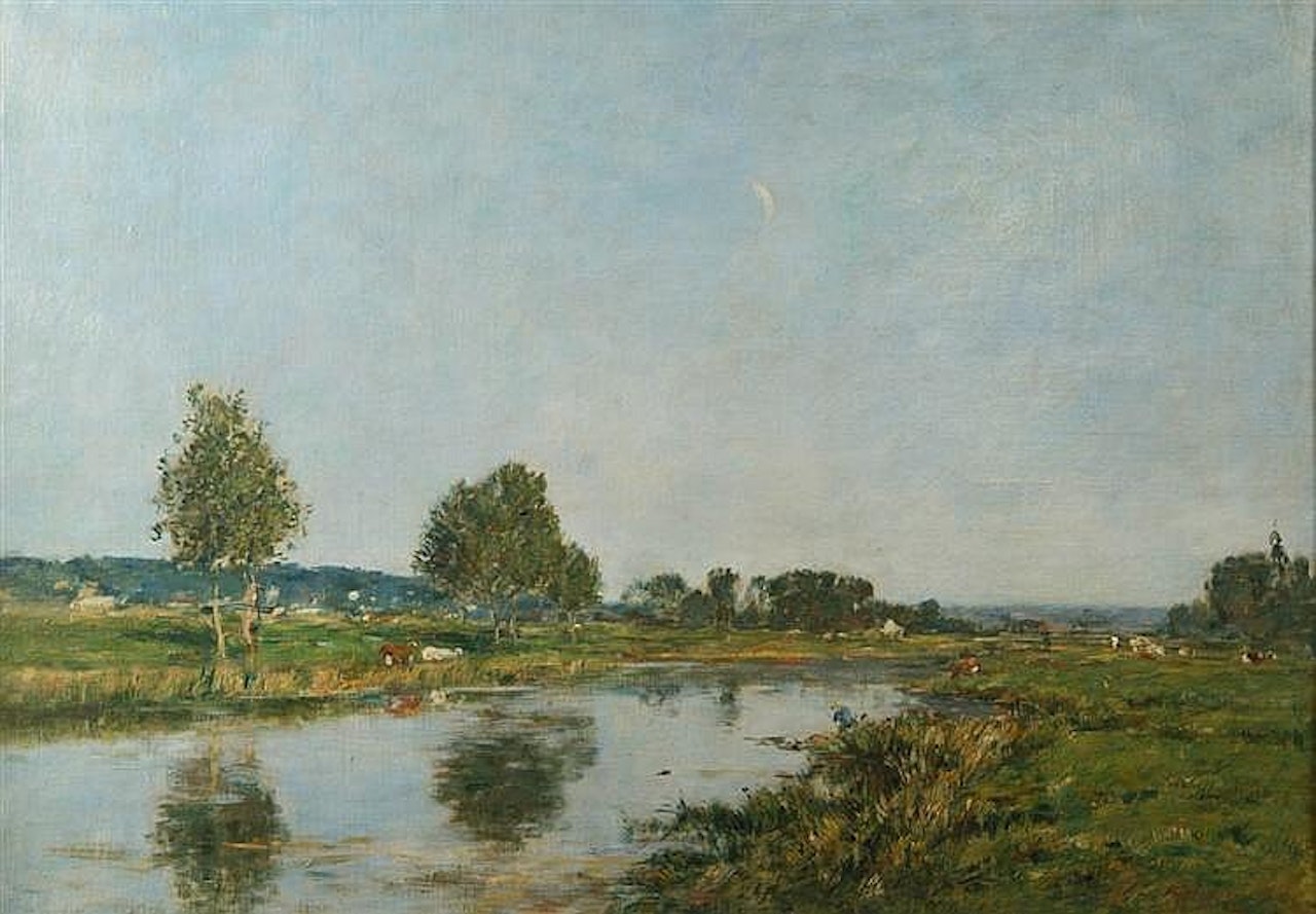 LA RIVIERES MORTE A DEAUVILLE by Eugène Boudin