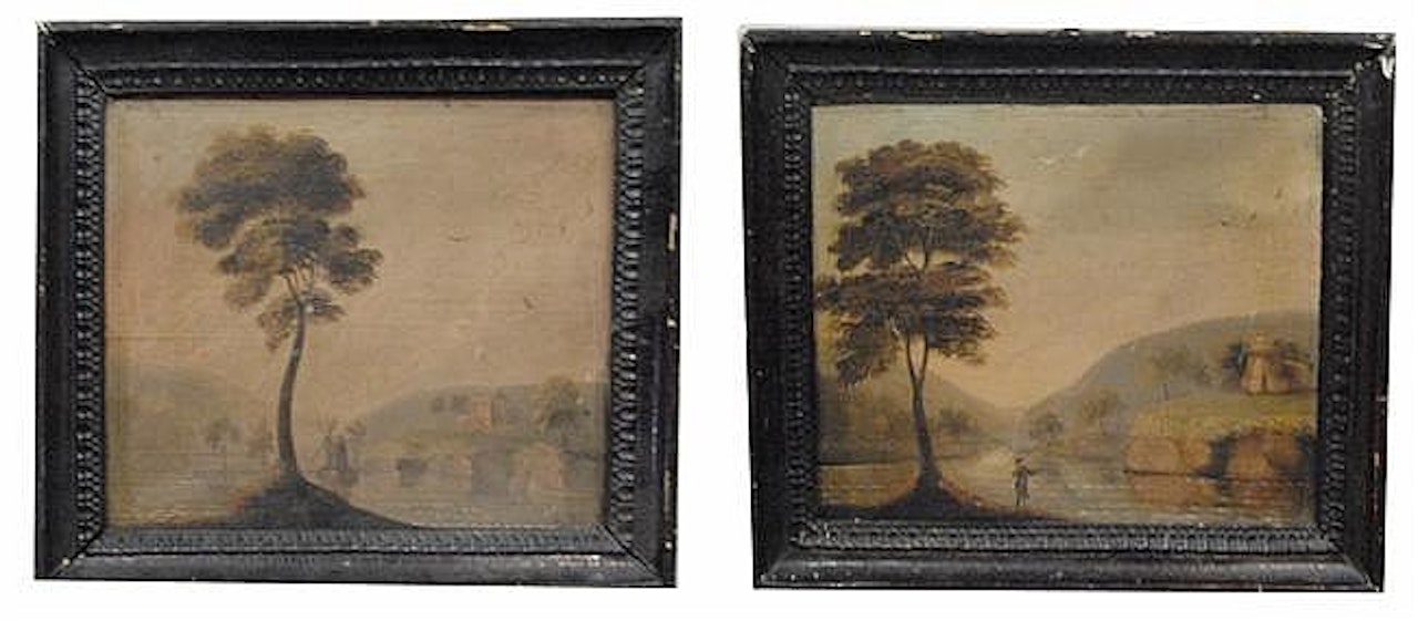 PAIR OF PRIMITIVE LANDSCAPES by Continental School