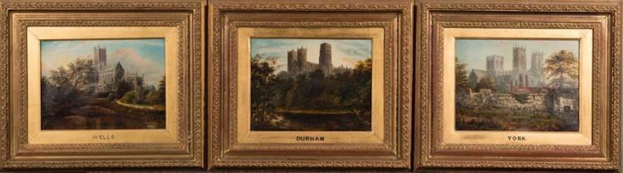 THREE VIEWS OF CATHEDRALS (WELLS, YORK, AND DUNHAM) by English School