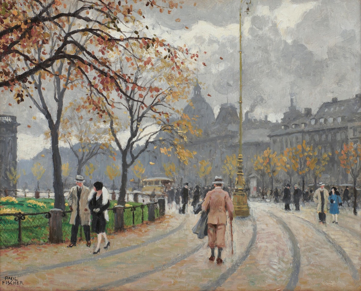 Spadserende Ved Krinsen På Kinvens Nytorv (Strolling By The Krinsen On Kongens Nytorv) by Paul Fischer