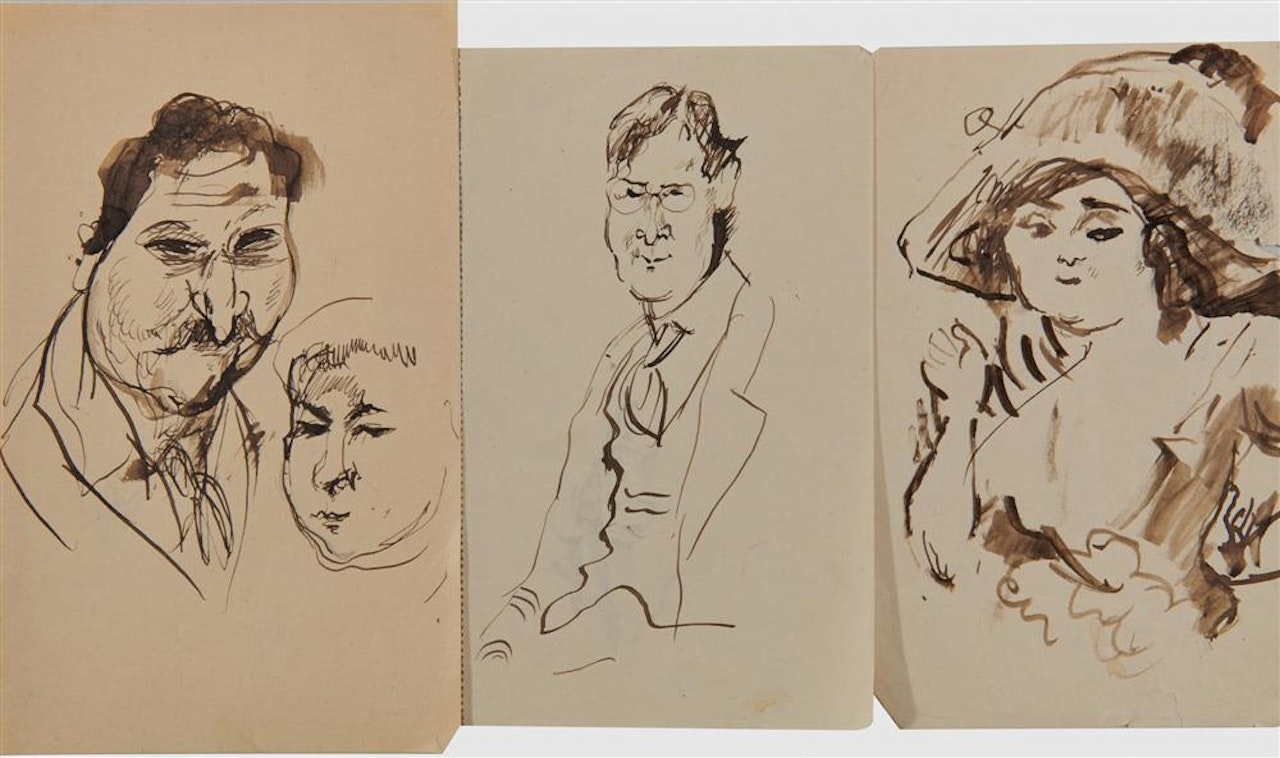 Three Character Sketches and Four Postcards by Alfred Kubin