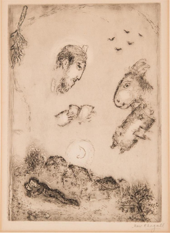DER ESEL UBER DEM DORF by Marc Chagall