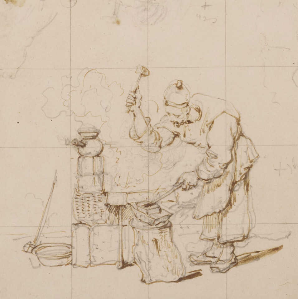 A Chinese Blacksmith At Work by George Chinnery