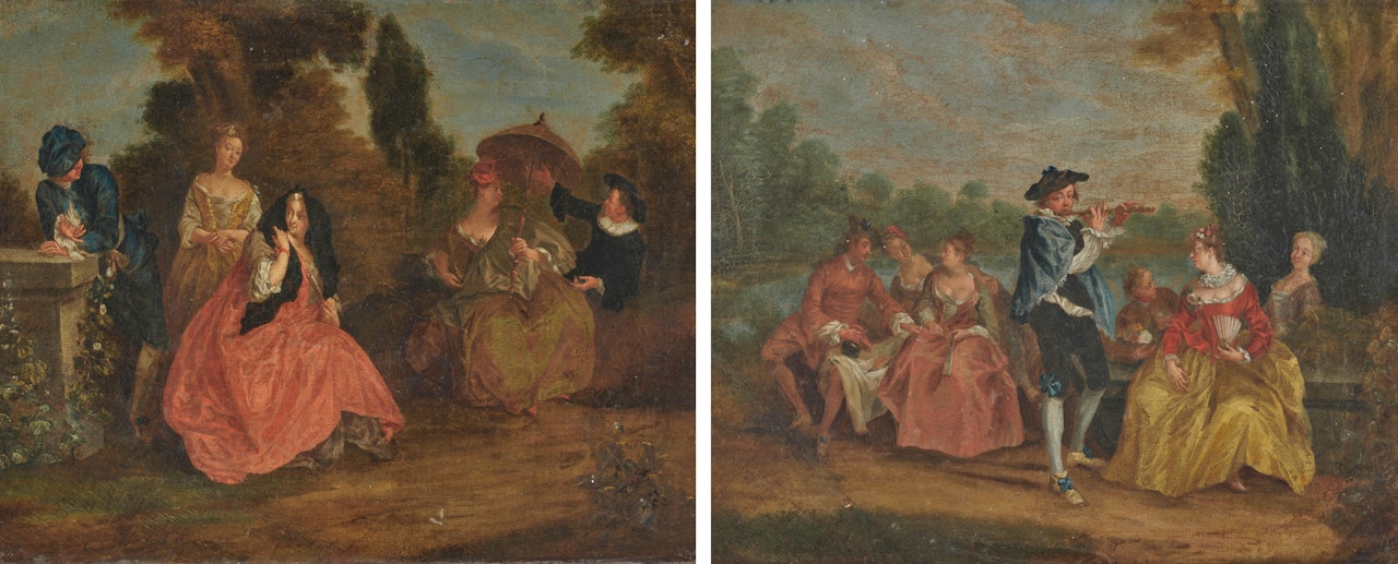 Pair Of Merrymaking Scenes by French School