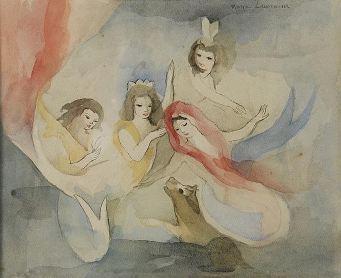 JEUNE FILLES AVEC CHIEN by Marie Laurencin