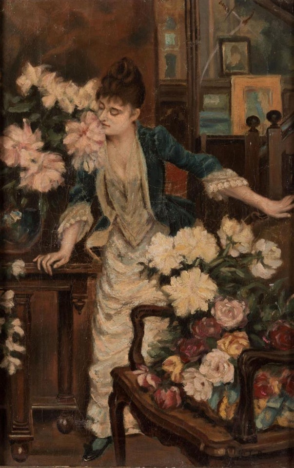 WOMAN WITH FLOWERS by Continental School
