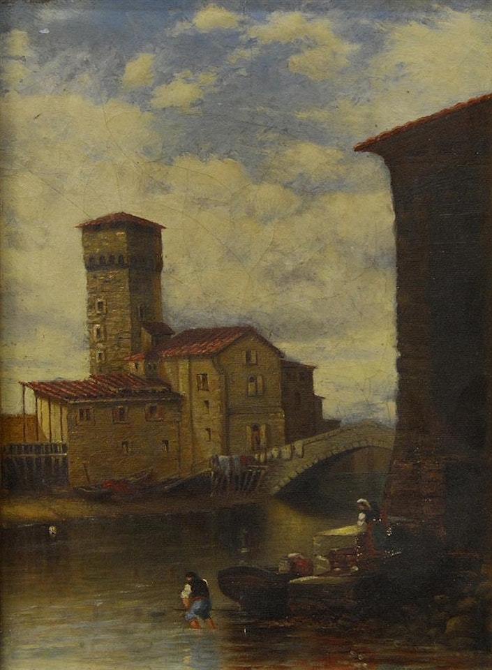 FIGURES BY THE RIVER by Italian School