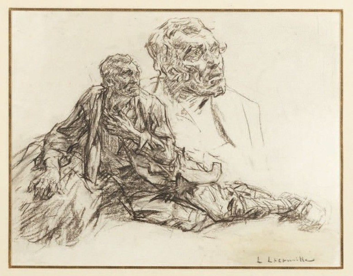 Study of a reclining peasant by Léon Augustin Lhermitte