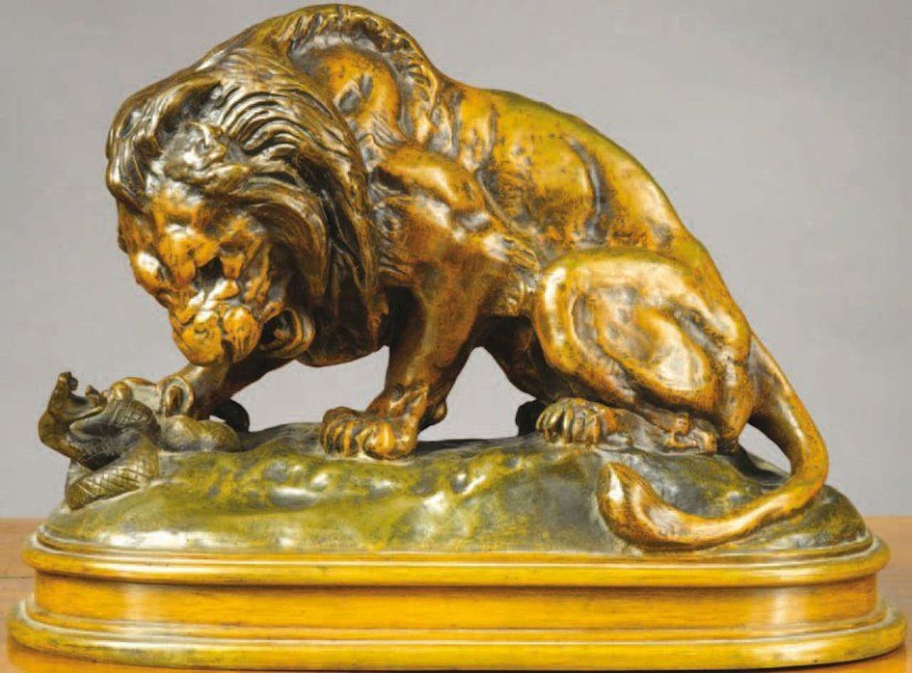 Lion with snake by Antoine-Louis Barye