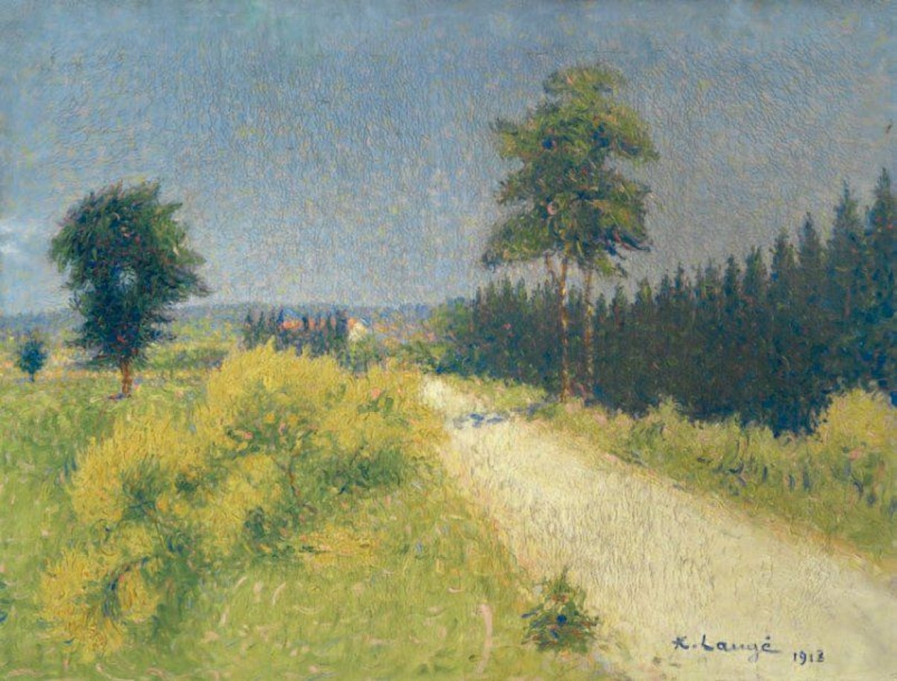 Route de Belvèze towards the relay by Achille Laugé
