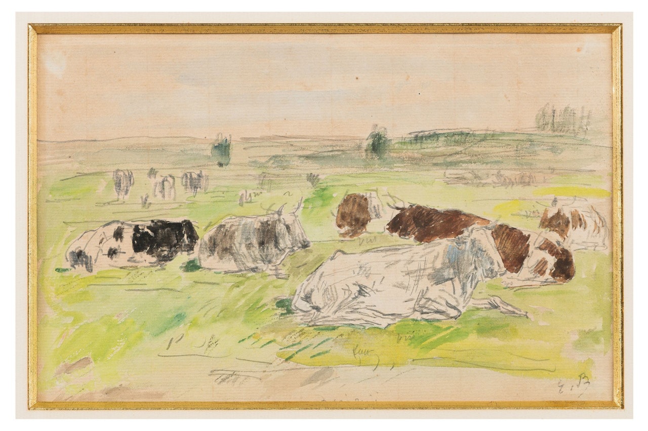 Cows in the meadow by Eugène Boudin